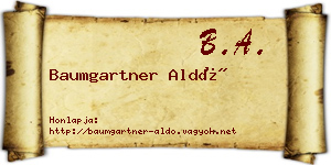 Baumgartner Aldó névjegykártya